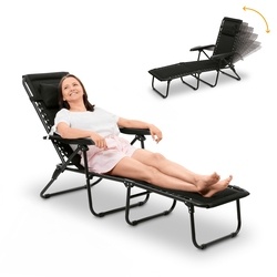 Leżanka leżak ogrodowy plażowy Tadar 6 pozycji 63 x 182 x 55 cm czarny 