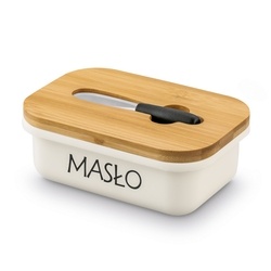 Maselniczka stalowa z pokrywką i nożykiem Tadar 15,5 x 10,5 x 6,5 cm kremowa