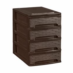 Organizer z 4 szufladkami Great Plastic Rattan 27 x 18 x 26 cm brąz wenge