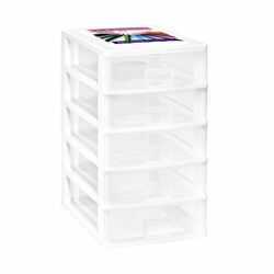 Organizer z 5 szufladkami Great Plastic 27x 18 x 32 cm biały