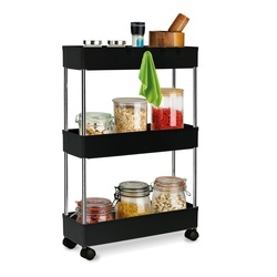 Regał na kółkach uniwersalny 3 poziomy Tadar 41 x 14 x 64 cm czarny