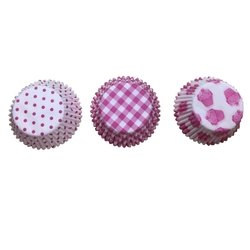 Papierowe papilotki do muffinek 60 szt różowe mix 3 wzorów 5 x 6,5 x 3 cm