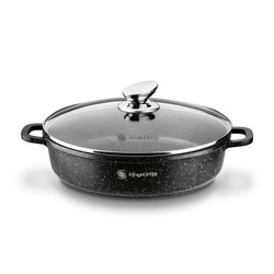 Patelnia na indukcję głęboka krótkie uchwyty Konighoffer Pollo Black 28 x 7 cm