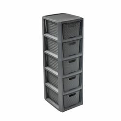 Regał rattanowy z koszykami Branq 5 x 7 l antracytowy