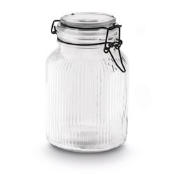 Słoik z czarnym klipsem i szklaną pokrywą Tadar Strip 650 ml