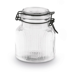 Słoik z czarnym klipsem i szklaną pokrywą Tadar Strip 950 ml