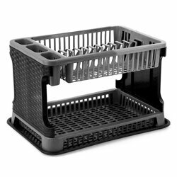Suszarka do naczyń dwupoziomowa Tuffex Rattan 30 x 44 x 27 cm czarno-szara