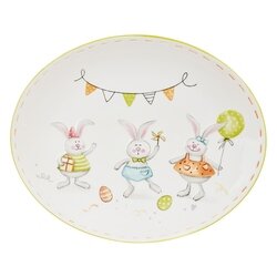 Talerz ceramiczny Tadar Wielkanoc Bunny owalny 30,2 x 24,9 x 2,8 cm