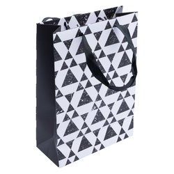 Torba prezentowa Tadar białe trójkąty 19 x 8,5 x 27 cm