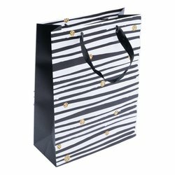 Torba prezentowa Tadar czarno-białe paski 24 x 11 x 32 cm