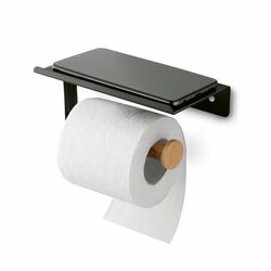 Uchwyt na papier toaletowy z półką Tadar Wood 18 x 9,7 x 7,5 cm czarny