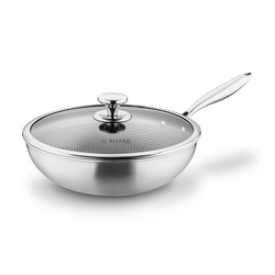 Wok nierdzewny Starke Pro Linesta Steel 30 x 9 cm z pokrywką