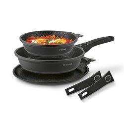 Zestaw 3 patelni marmurowych na indukcję Starke Pro Svart Marble 20 cm 24 cm 28 cm