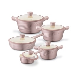 Zestaw garnków ceramicznych na indukcję Starke Pro Naturale Rose Gold 10 elementów