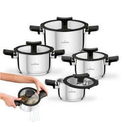 Zestaw garnk&oacute;w nierdzewnych z pokrywkami Starke Pro Eterno 8 element&oacute;w