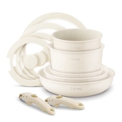 Zestaw garnk&oacute;w Starke Pro Compacti Cream 11 element&oacute;w odpinany uchwyt