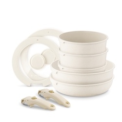 Zestaw garnk&oacute;w Starke Pro Compacti Cream 9 element&oacute;w odpinany uchwyt