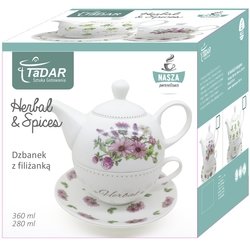 Dzbanek z filiżanką porcelanową i spodkiem Tadar Herbal&Spices 360 ml/280 ml