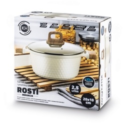 Garnek z powłoką ceramiczną na indukcję Konighoffer Rosti 20 cm kremowy