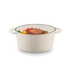 Gęsiarka żeliwna brytfanna emaliowana Konighoffer 2,8 l 21 x 10,5 cm okrągła kremowa