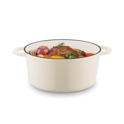 Gęsiarka żeliwna brytfanna emaliowana Konighoffer 5 l 25 x 12,3 cm okrągła kremowa