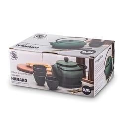 Imbryk do herbaty z zaparzaczem żeliwny Konighoffer Hanako Green 0,9 l podstawka i 4 czarki