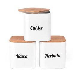 Komplet 3 pojemników Tadar Talon Kawa Herbata Cukier 11,5 x 12,3 cm białe