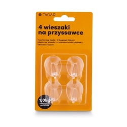 Komplet 4 wieszaków samoprzylepnych Tadar 2,5 x 3,5 cm transparentne
