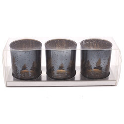 Komplet świeczników tealight bożonarodzeniowych Tadar Choinki 6 x 7 cm 3 szt. srebrne