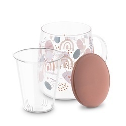 Kubek szklany z zaparzaczem i ceramiczną pokrywką Tadar Spełniaj marzenia 500 ml