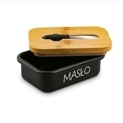 Maselniczka stalowa z pokrywką i nożykiem Tadar 15,5 x 10,5 x 6,5 cm czarna