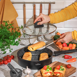 Patelnia indukcyjna głęboka non-stick z pokrywką Starke Pro Sesar 26 cm