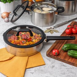 Patelnia nierdzewna non-stick z pokrywką Starke Pro Rigor 24 cm