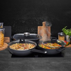 Patelnia WOK na indukcję z pokrywką Starke Pro Taylor Marble 28 cm