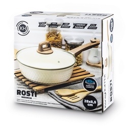 Patelnia z powłoką ceramiczną na indukcję Konighoffer Rosti z pokrywką 28 cm kremowa