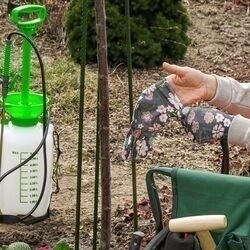 Rękawice ogrodowe Tadar Kwiatki S/M granatowe