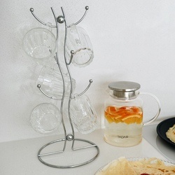 Stojak na kubki Tadar Fala 6 kubków srebrny