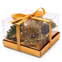 Stroik bożonarodzeniowy Tadar Gift Box I 11 x 11 x 7 cm bez świeczki złoty
