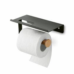Uchwyt na papier toaletowy z półką Tadar Wood 18 x 9,7 x 7,5 cm czarny
