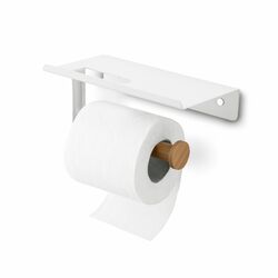 Uchwyt na papier toaletowy z półką Tadar Wood 18 x 9,7 x 7,5 cm biały