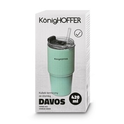 Kubek termiczny ze słomką Konighoffer Davos 420 ml zielony