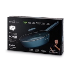 Patelnia głęboka na indukcję non stick z pokrywką Starke Pro Double 24 cm