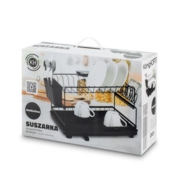 Suszarka do naczyń dwupoziomowa z ociekaczem Konighoffer 48 x 30 x 26 cm czarna