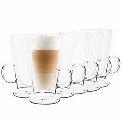 Zestaw 6 szklanek termicznych Tadar Sublime Latte 250 ml i 8 szklanych słomek