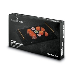 Deska do serwowania przekąsek marmurowa z uchwytami Starke Pro 35 x 20 cm czarna
