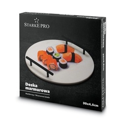 Deska do serwowania przekąsek marmurowa z uchwytami Starke Pro 30 cm biała