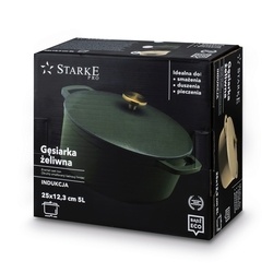 Gęsiarka żeliwna emaliowana Starke Pro 5 l 25 x 12 cm okrągła kremowa