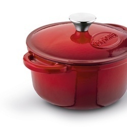 Komplet naczyń żeliwnych 5 elementów 2 garnki i patelnia Konighoffer czerwone
