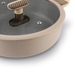 Patelnia na indukcję non stick krótkie uchwyty z pokrywką Starke Pro Light Coffee 28 cm