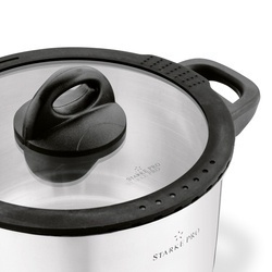 Zestaw garnków nierdzewnych z pokrywkami Starke Pro Sante 8 elementów i komplet 6 szklanek Sue 400 ml z podkładkami